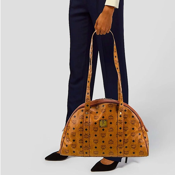 Authentic MCM Large Vintage Cognac Monogram Visetos Dome Tote - Picture 1 of 16